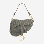 Dior - Medium Saddle Bag - Grey Oblique Canvas GHW - Pre-Loved - 2020