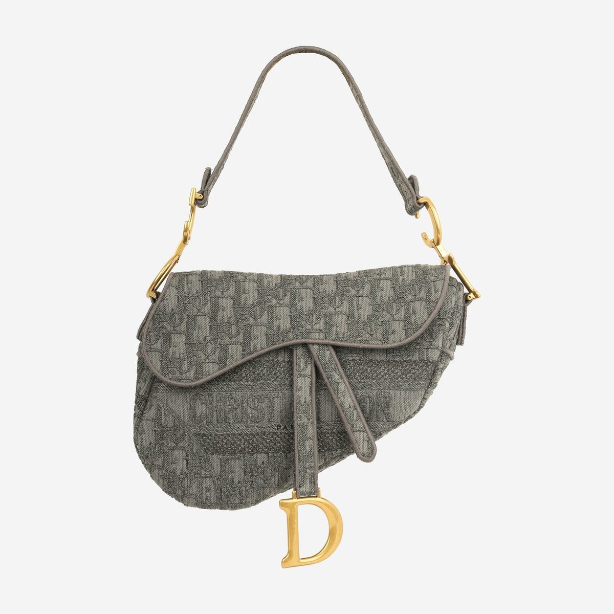 Dior Medium Saddle Bag Grey Oblique Canvas GHW