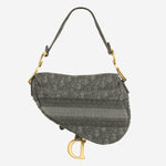 Dior - Medium Saddle Bag - Grey Oblique Canvas GHW - Pre-Loved - 2020