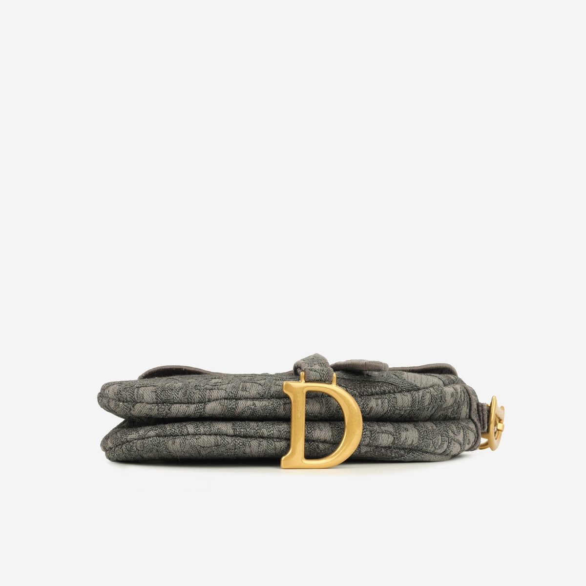 Dior - Medium Saddle Bag - Grey Oblique Canvas GHW - Pre-Loved - 2020