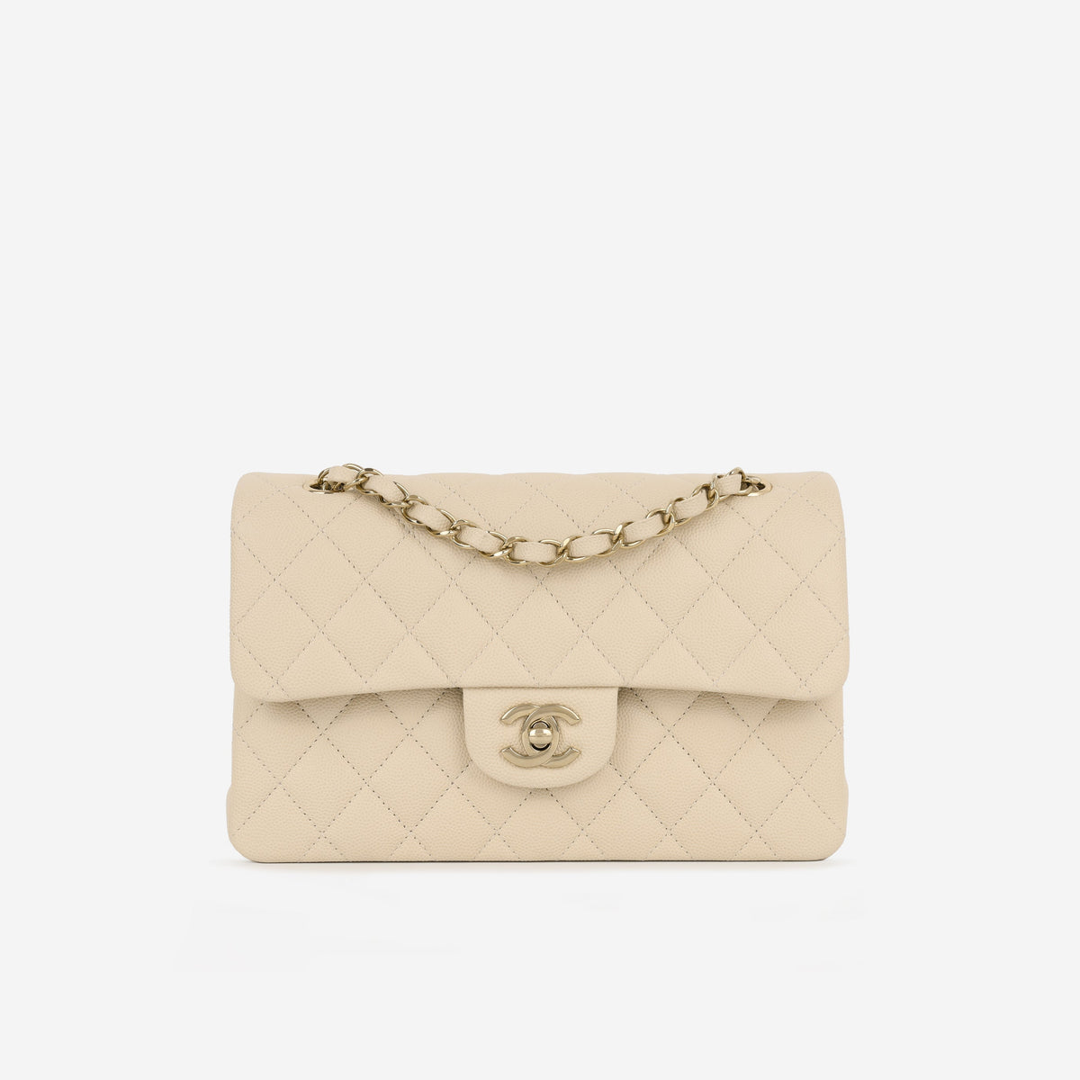 Chanel Small Classic Flap - Ecru Caviar | Champagne Gold Hardware