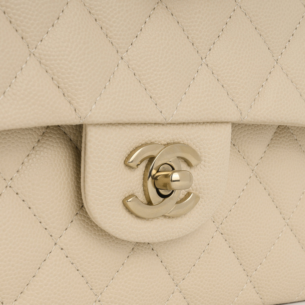 Chanel Small Classic Flap - Ecru Caviar | Champagne Gold Hardware