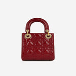 Dior Mini Lady Dior - Cherry Red Patent | Champagne Gold Hardware