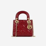 Dior Mini Lady Dior - Cherry Red Patent | Champagne Gold Hardware
