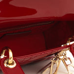 Dior Mini Lady Dior - Cherry Red Patent | Champagne Gold Hardware