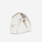 Chanel Small 25 Hobo - White Caviar | Antique Gold Hardware