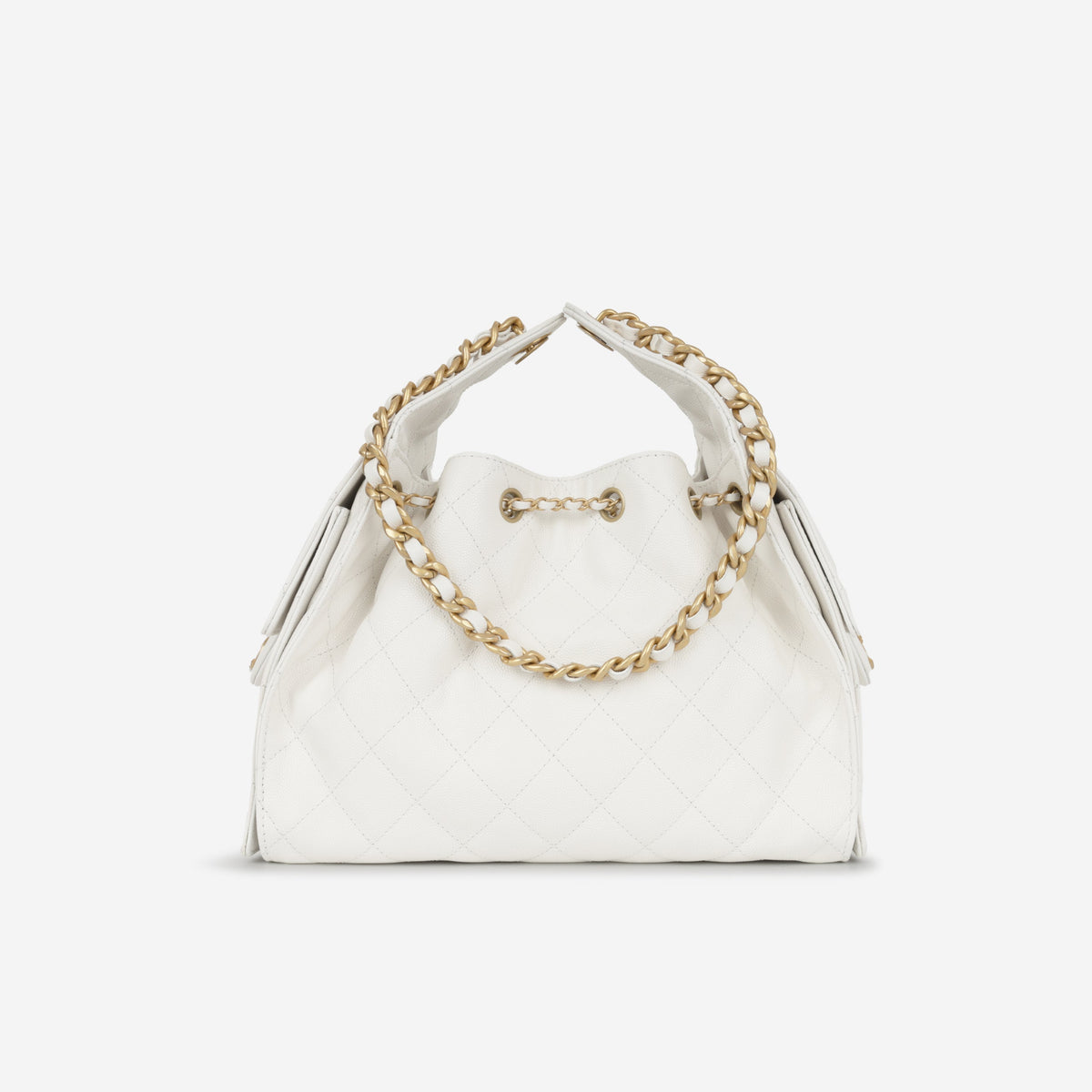 Chanel Small 25 Hobo - White Caviar | Antique Gold Hardware