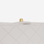 Chanel Mini Rectangular Camellia Crush - White Lambskin | Antique gold Hardware