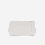 Chanel Mini Rectangular Camellia Crush - White Lambskin | Antique gold Hardware