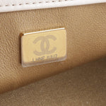 Chanel Mini Rectangular Camellia Crush - White Lambskin | Antique gold Hardware