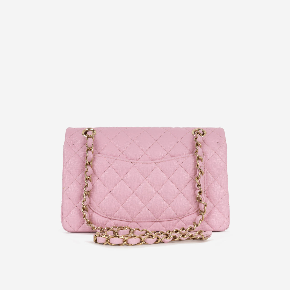 Chanel Small Double Classic Flap - Rose Fonce Caviar | Champagne-Gold Hardware