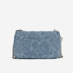 Chanel Mini Rectangular Camellia Crush - Blue Embroidered Denim | Silver Hardware