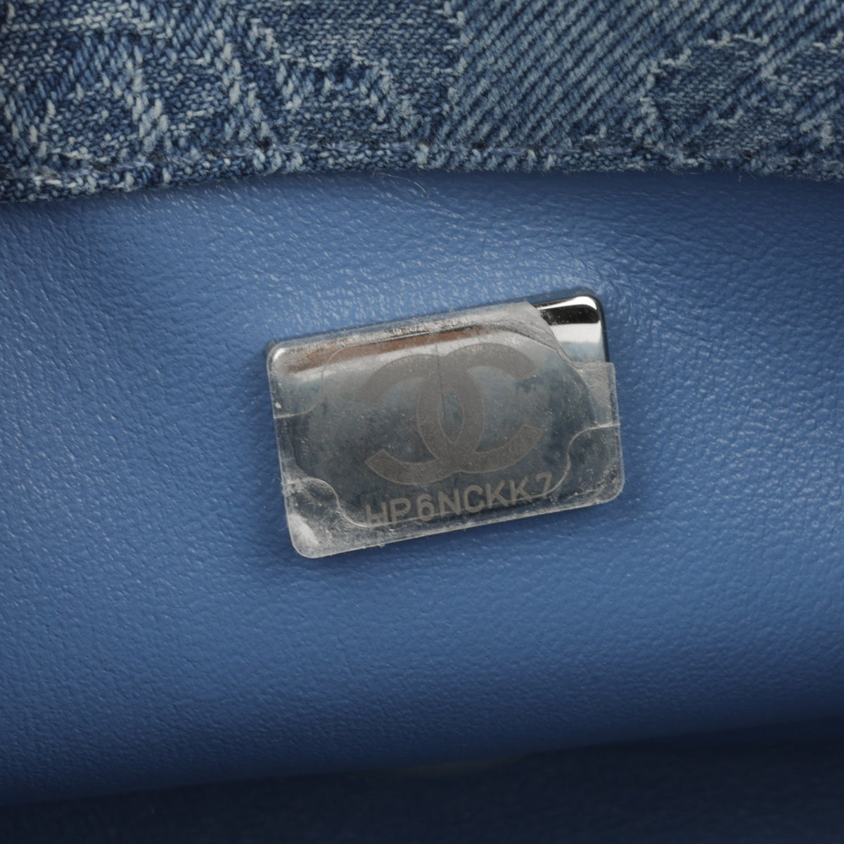 Chanel Mini Rectangular Camellia Crush - Blue Embroidered Denim | Silver Hardware
