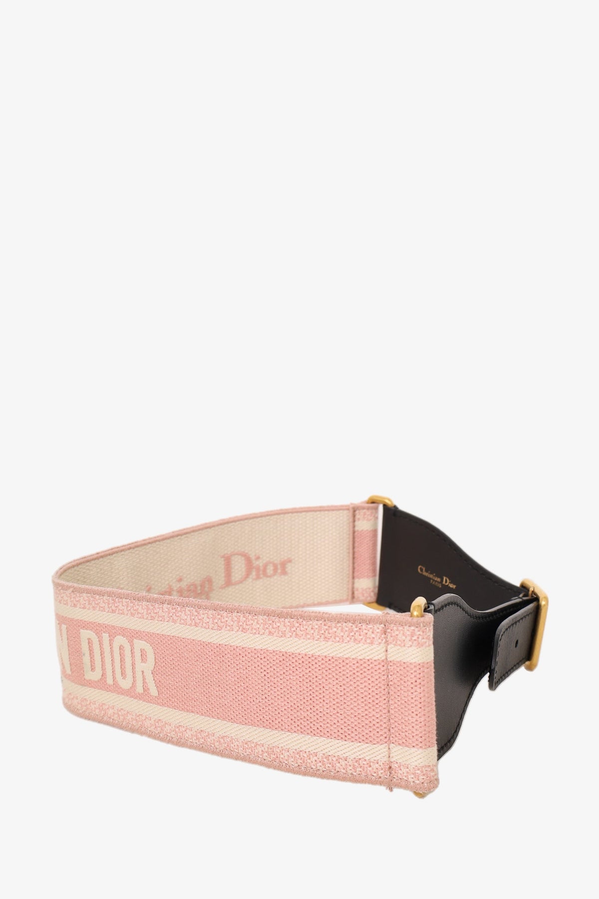 Christian Dior Pink Canvas Woven Logo Embroidered 65MM Belt