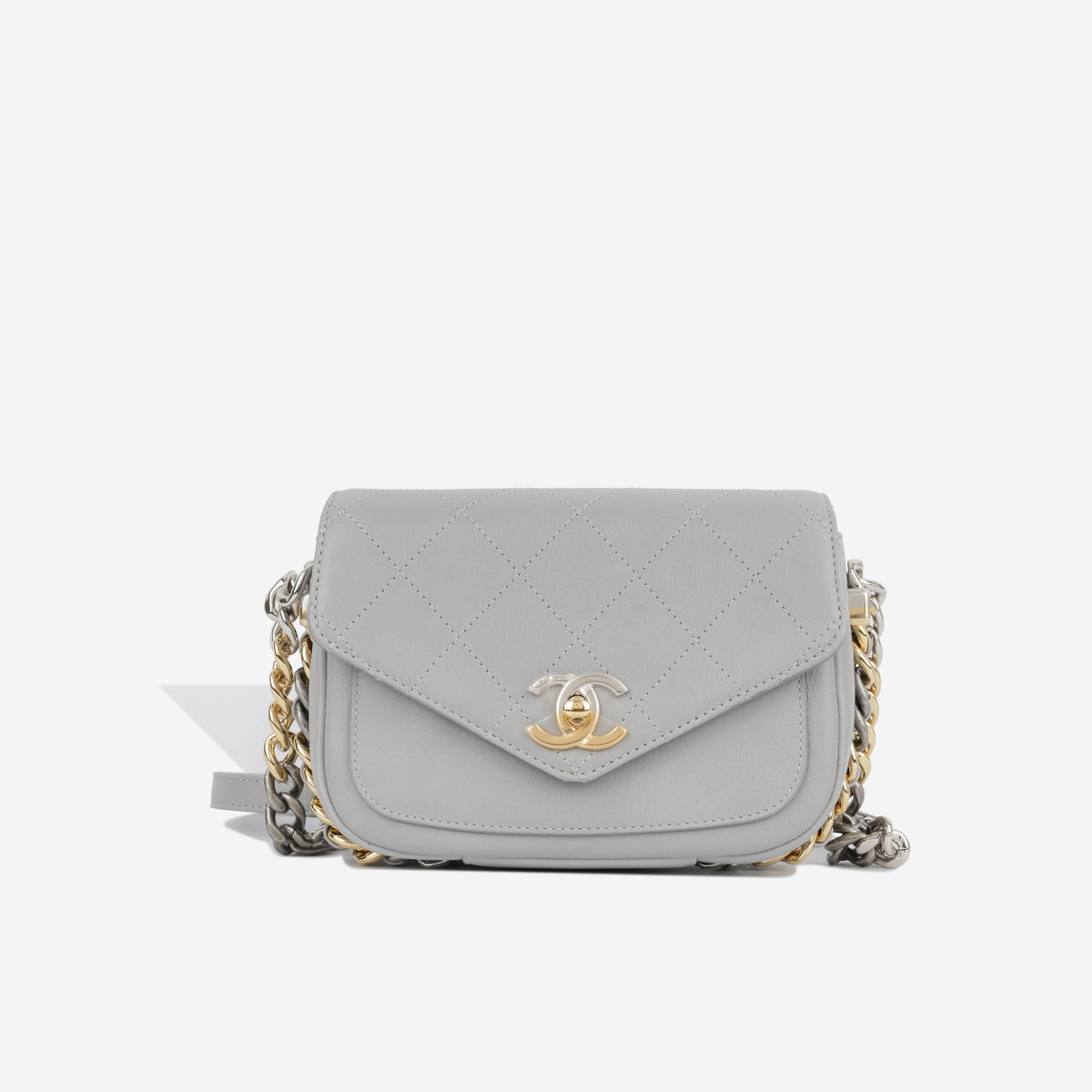 Chanel Seasonal Chain Flap Bag - Grey Calfskin | Gold & Silver Hardware