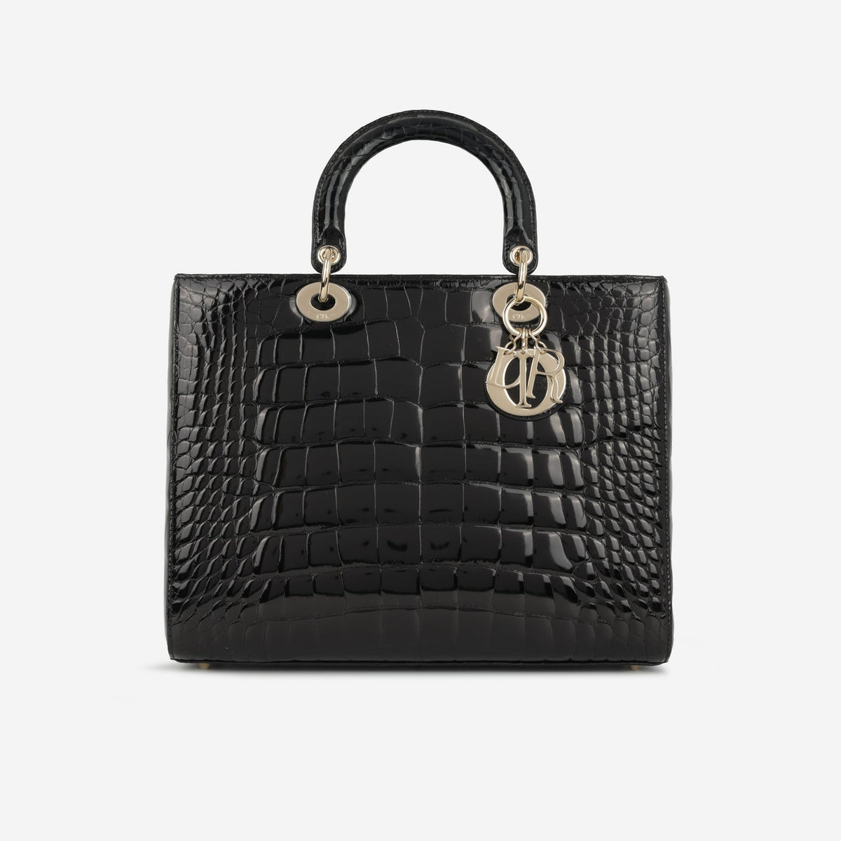 Dior - Large Lady Dior - Black Shiny Alligator Missisipiensis CGHW - 2023