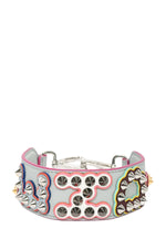 Fendi Grey Leather Multicoloured Spike 'FENDI' Bag Strap