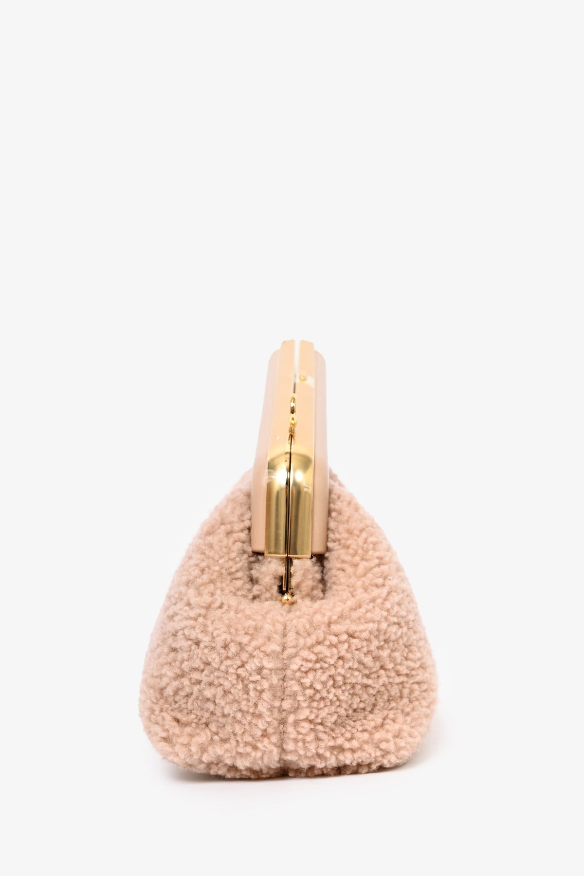 Fendi Pink Shearling Small First Clutch with Strap