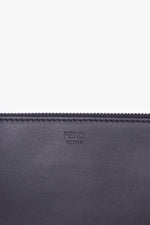 Fendi Black Calfskin CrystalEmbroidery Karlito Zip Pouch
