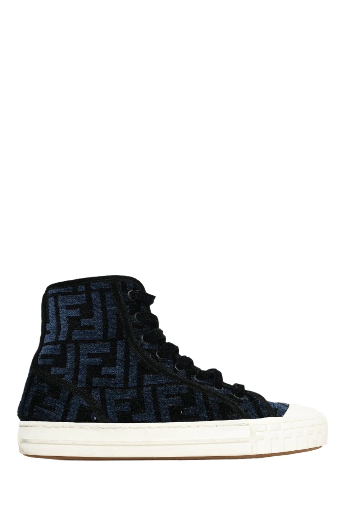 Fendi Navy/Black Zucca Print High Top Sneakers Size 36 (As Is)