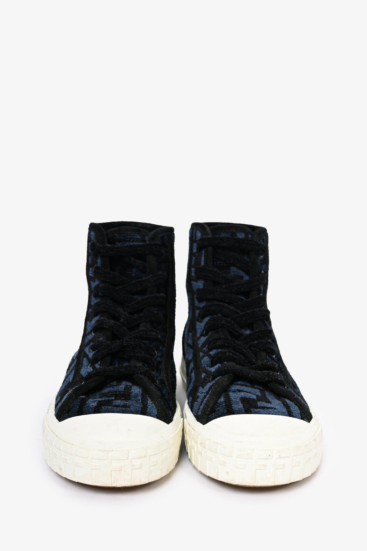 Fendi Navy/Black Zucca Print High Top Sneakers Size 36 (As Is)