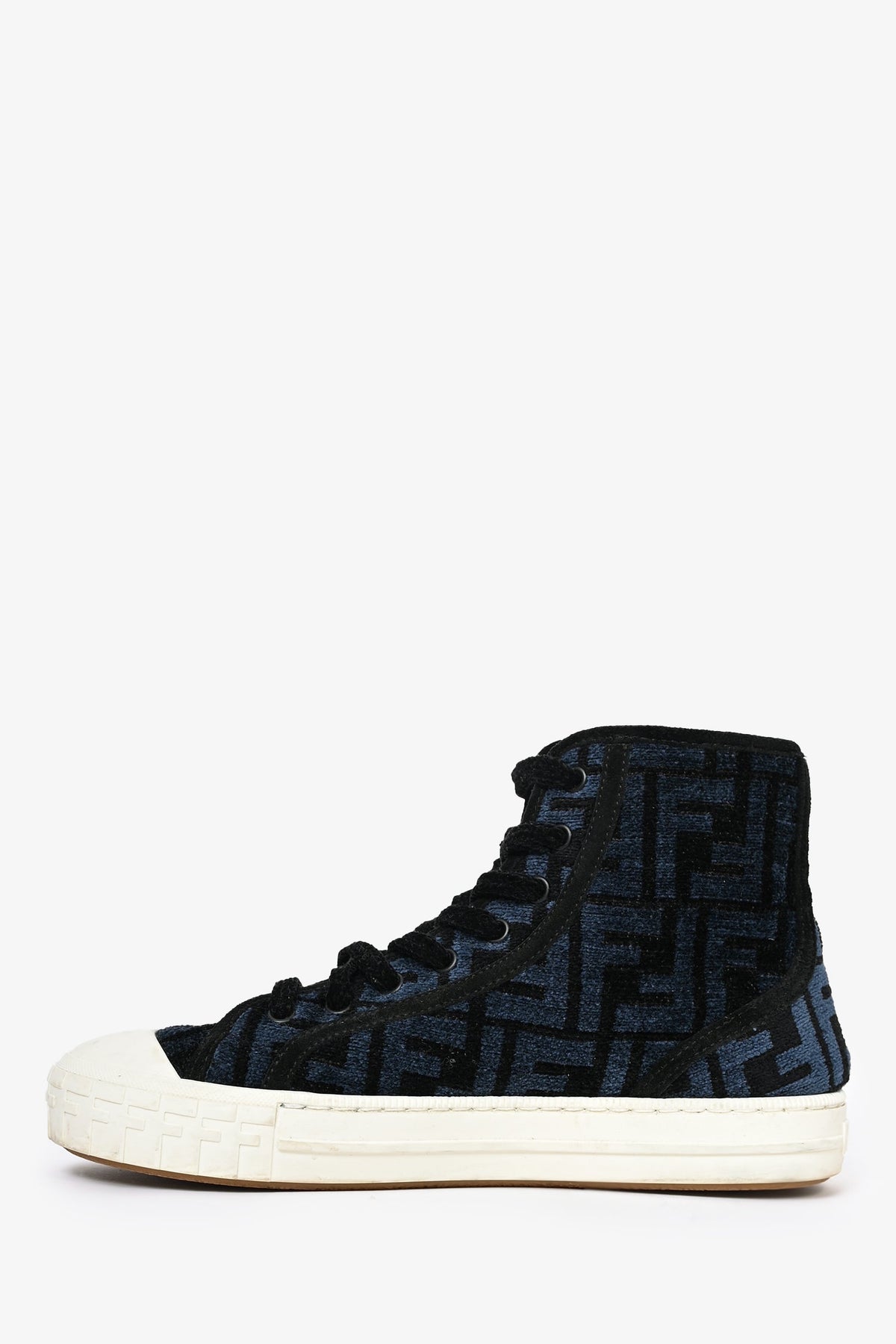 Fendi Navy/Black Zucca Print High Top Sneakers Size 36 (As Is)