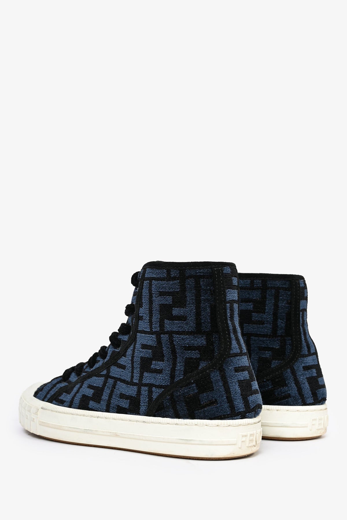 Fendi Navy/Black Zucca Print High Top Sneakers Size 36 (As Is)