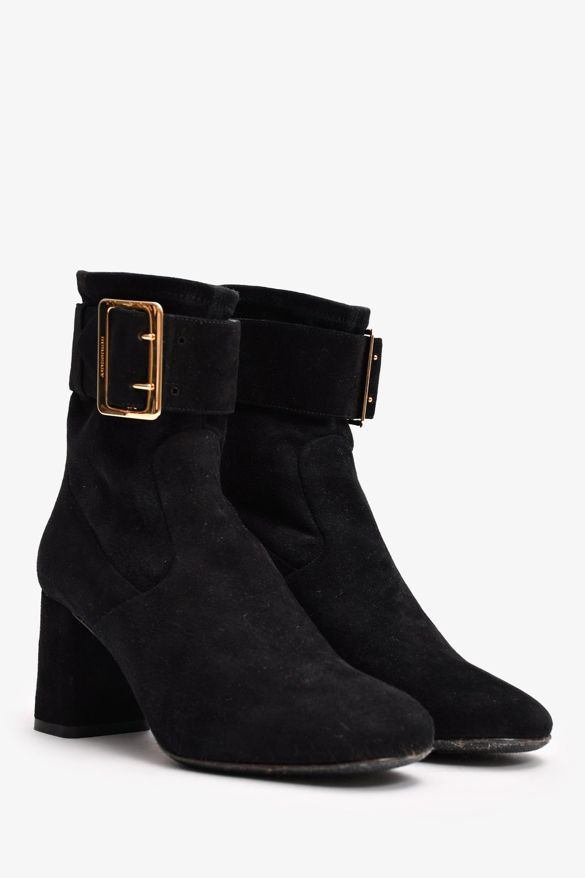 Burberry Black Suede Buckle Ankle Boots Size 35