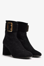 Burberry Black Suede Buckle Ankle Boots Size 35