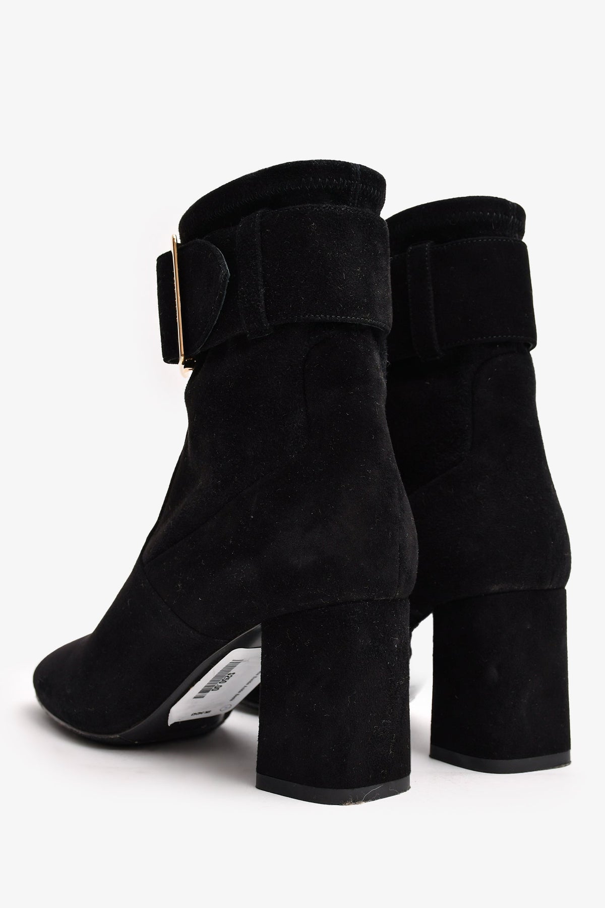 Burberry Black Suede Buckle Ankle Boots Size 35