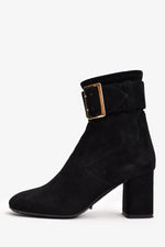 Burberry Black Suede Buckle Ankle Boots Size 35