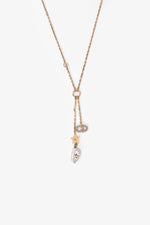 Christian Dior Gold Toned CD Pearl Drop Necklace