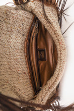 Fendi Brown/Beige Goat Hair-Trimmed Knit Baguette