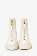 Gucci Cream Quilted Leather Heeled Front Zip Boots Size 38