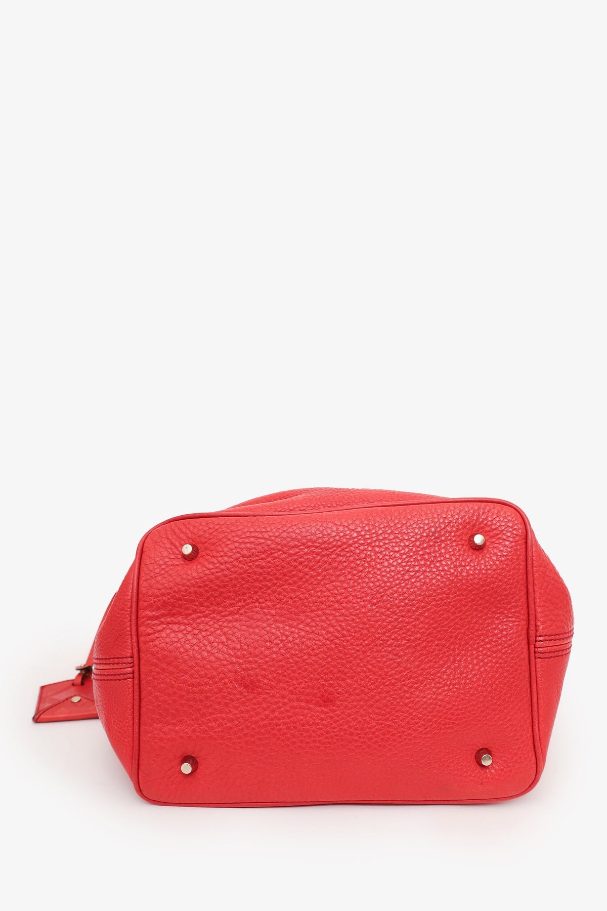 Burberry Red Leather Ashby Bucket Bag with Strap