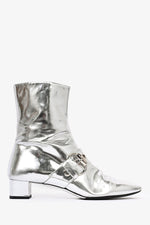 Gucci Metallic Silver Buckle Ankle Booties Size 11B