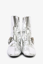 Gucci Metallic Silver Buckle Ankle Booties Size 11B