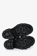 Gucci Black/White Tweed Heeled Combat Boots Size 35.5