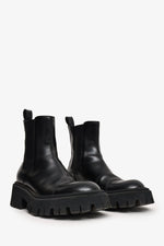 Balenciaga Black Brushed Leather Tractor 20MM Boots Size 38