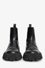 Balenciaga Black Brushed Leather Tractor 20MM Boots Size 38