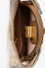 Fendi Beige FF Embroidered Peekaboo Bag Charm