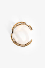 Gucci Gold Toned Multicolour Crystal 'LOVED' Cuff Bracelet