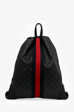 Gucci Black Canvas GG Supreme Drawstring Backpack