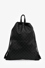 Gucci Black Canvas GG Supreme Drawstring Backpack