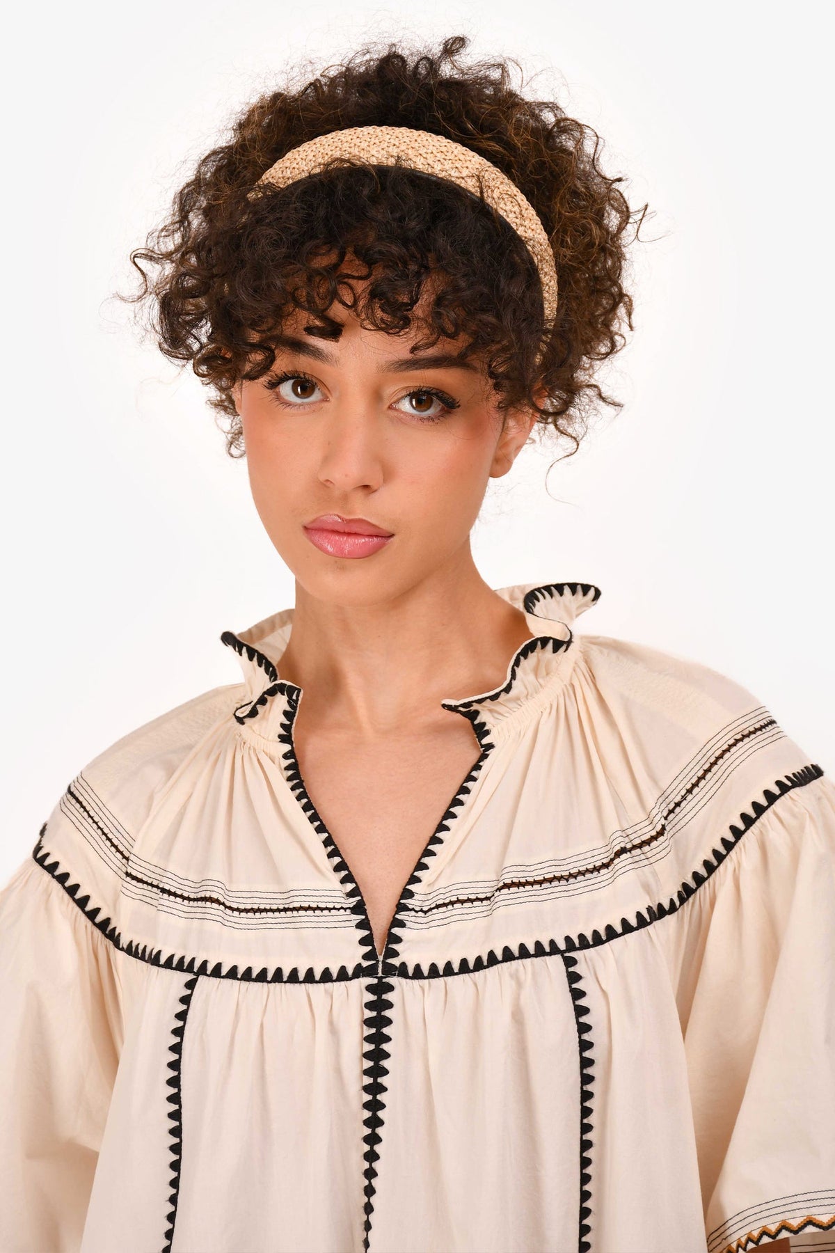 Louis Vuitton Beige/Black Raffia/Leather Headband