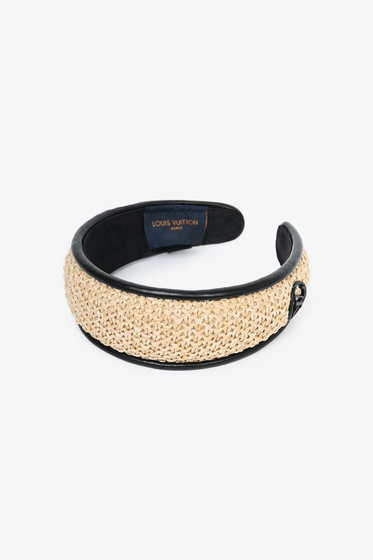 Louis Vuitton Beige/Black Raffia/Leather Headband