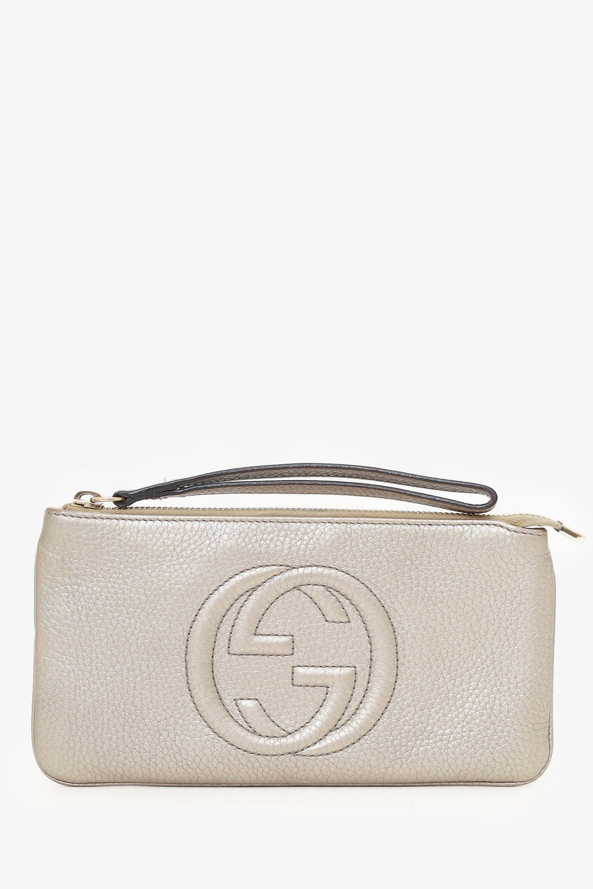 Gucci Gold Leather Wristlet