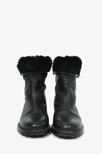 Gucci Black Leather Web Detail Fur Lined Boots Est. Size 36