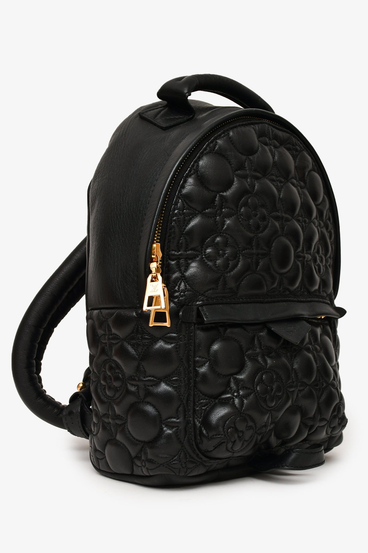 Louis Vuitton 2017 Black Leather 'Flower' Palm Springs PM Backpack