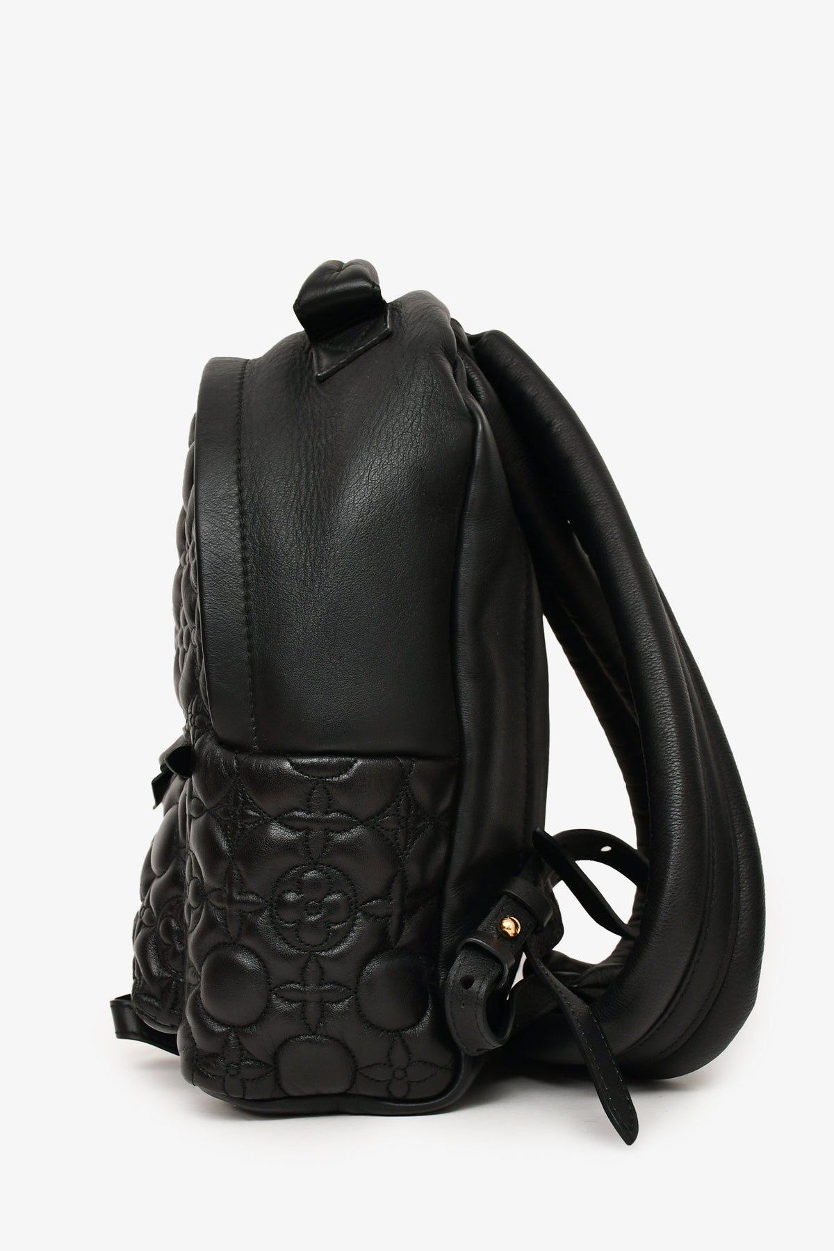 Louis Vuitton 2017 Black Leather 'Flower' Palm Springs PM Backpack